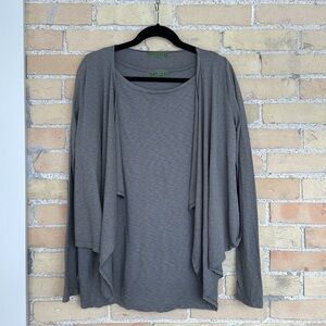 Velvet by Graham & Spencer Greenish/Gray Open Front Women's Sweater
